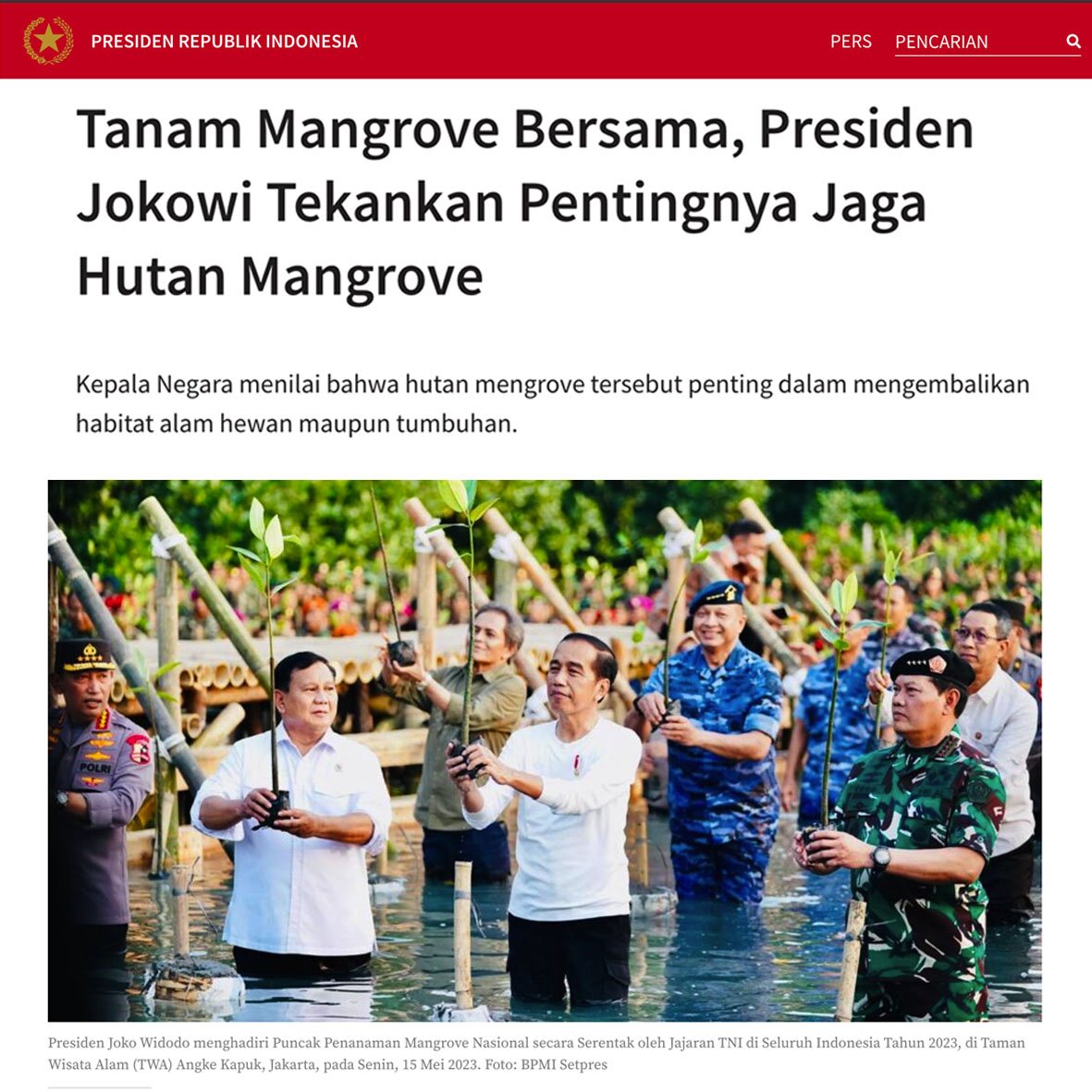 BIRO PERS, MEDIA, DAN INFORMASI SEKRETARIAT PRESIDEN 15 Mei 2023